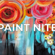 a painting of flowers with the words paint nite.