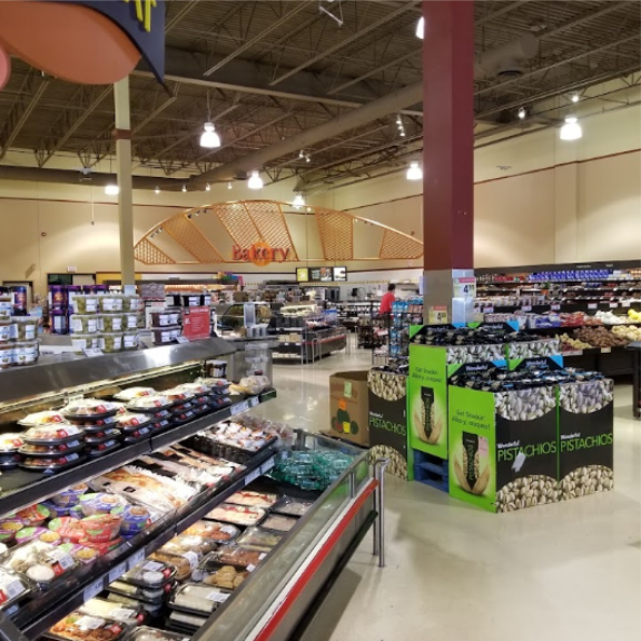 a grocery store filled with lots of food.