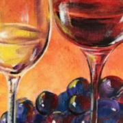 painting of wine glasses and grapes