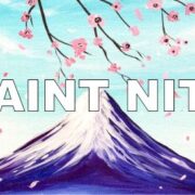 all ages paint nite. Mount fiji and cherry blossom trees