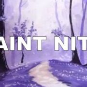 purple painting of forest trail