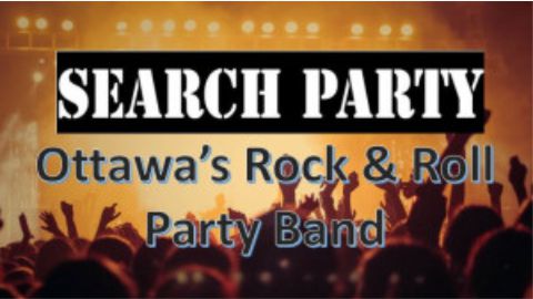 a photo of a concert with the words search party ottawa rock and roll party band.