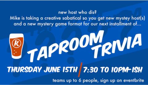 a flyer for a tap room trivia event.