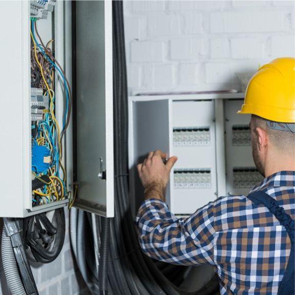 electrician at panel