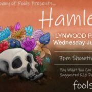 Poster for Hamlet, Lynwood park July 12 at 7 pm