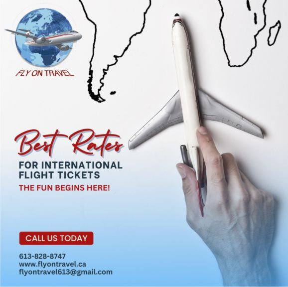 A hand holding a plane with the words best rates for international travel.