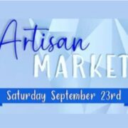 The artisan market logo on a blue background.
