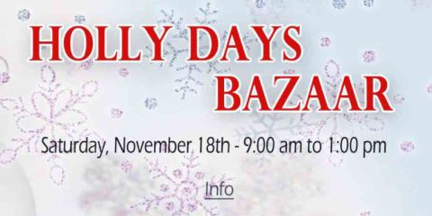 A poster for the holly days bazaar.