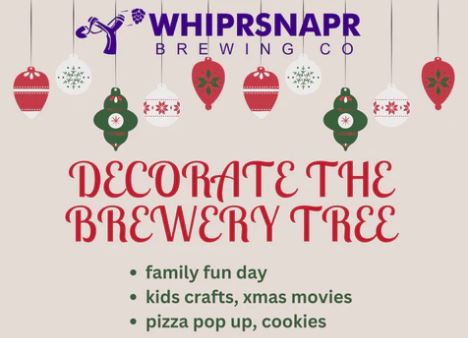 A flyer for whipsnap brewing'decorate the brewery tree'.