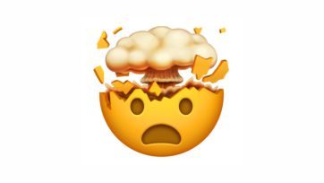 An emoji with an explosion coming out of it.