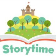 Storytime logo with a castle and trees.