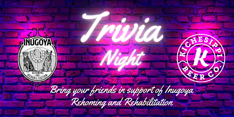 A poster with the words trivia night and a brick wall.