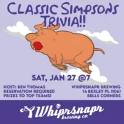 A flyer for the classic simpsons trivia.
