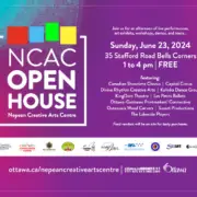 Flyer for NCAC Open House at Nepean Creative Arts Centre on Sunday, June 23, 2024, featuring performances and activities from 1 to 4 pm with free admission.
